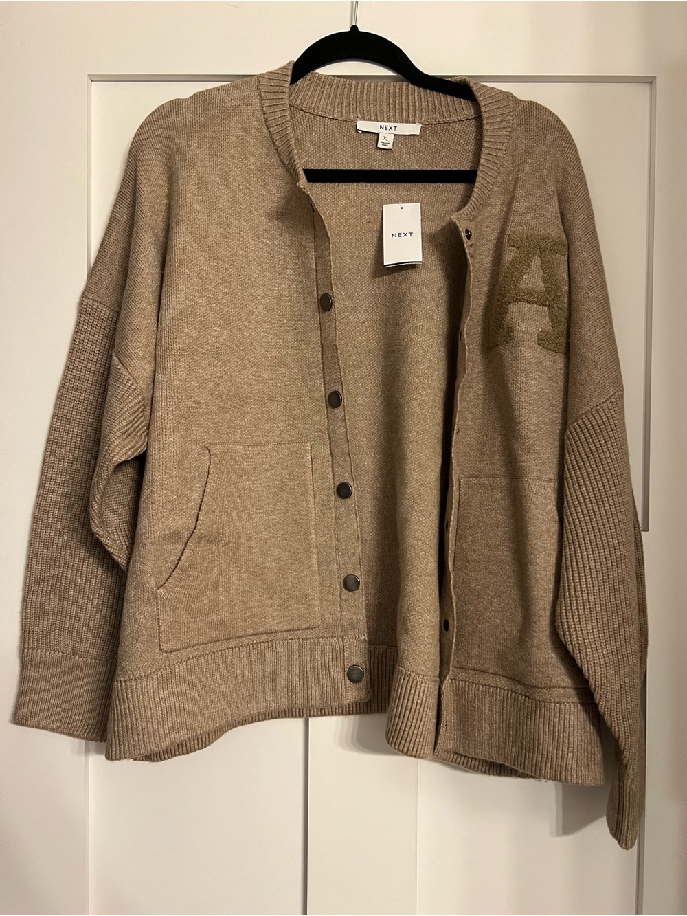 next Taupe Button-Front Cardigan with 'A' Detail